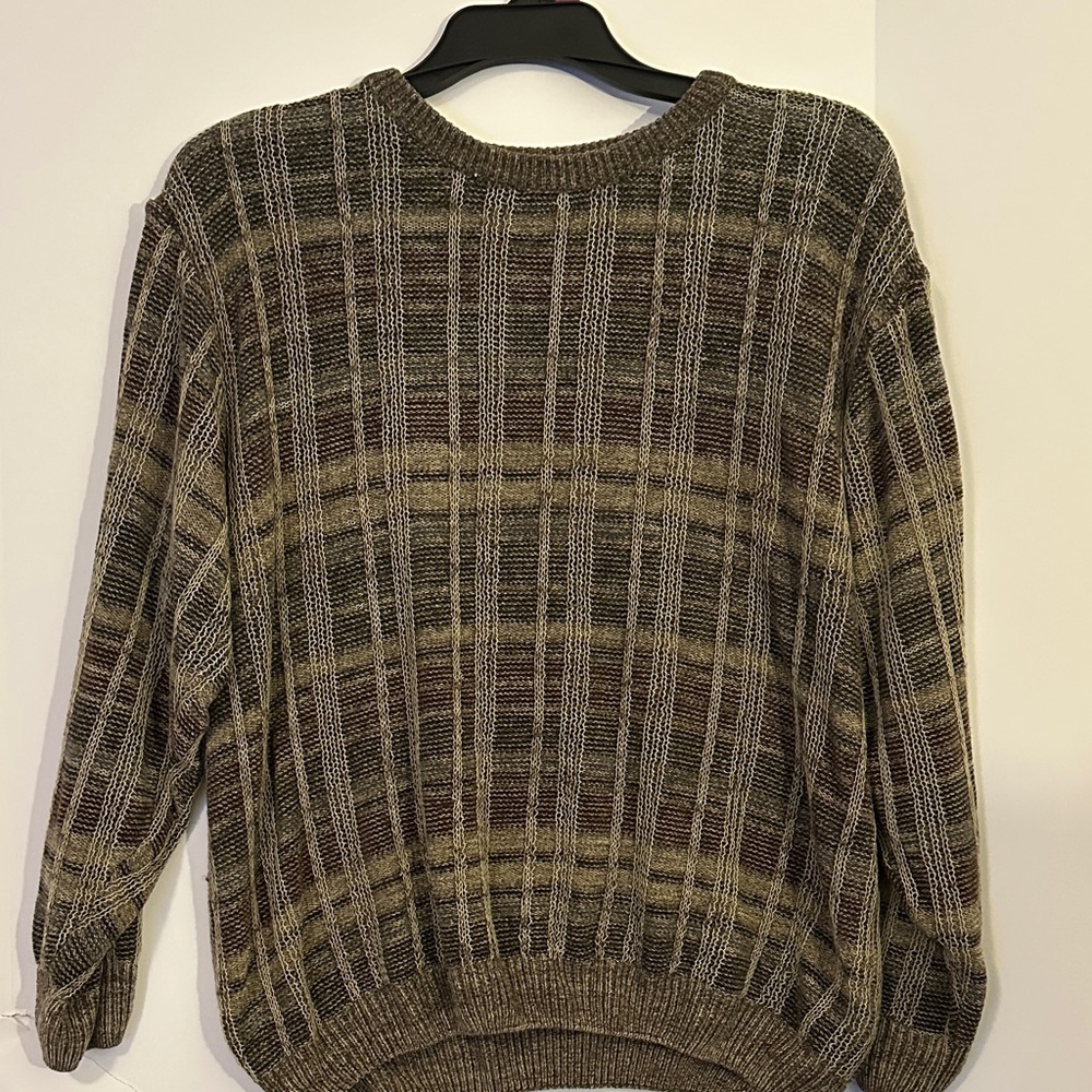 Classic Men's Striped Crewneck Sweater Cosby grandpa cabin coogi style textured